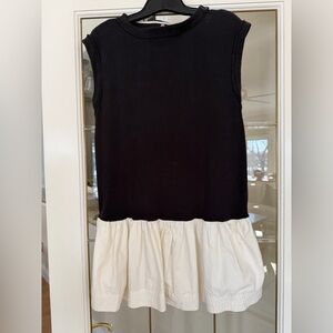 Free People Enya Mixed Media Mini Dress in black and white